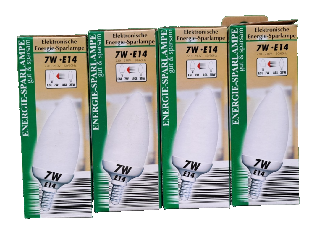 Energiesparlampe gut und sparsam 7W, E14, 4 Stück